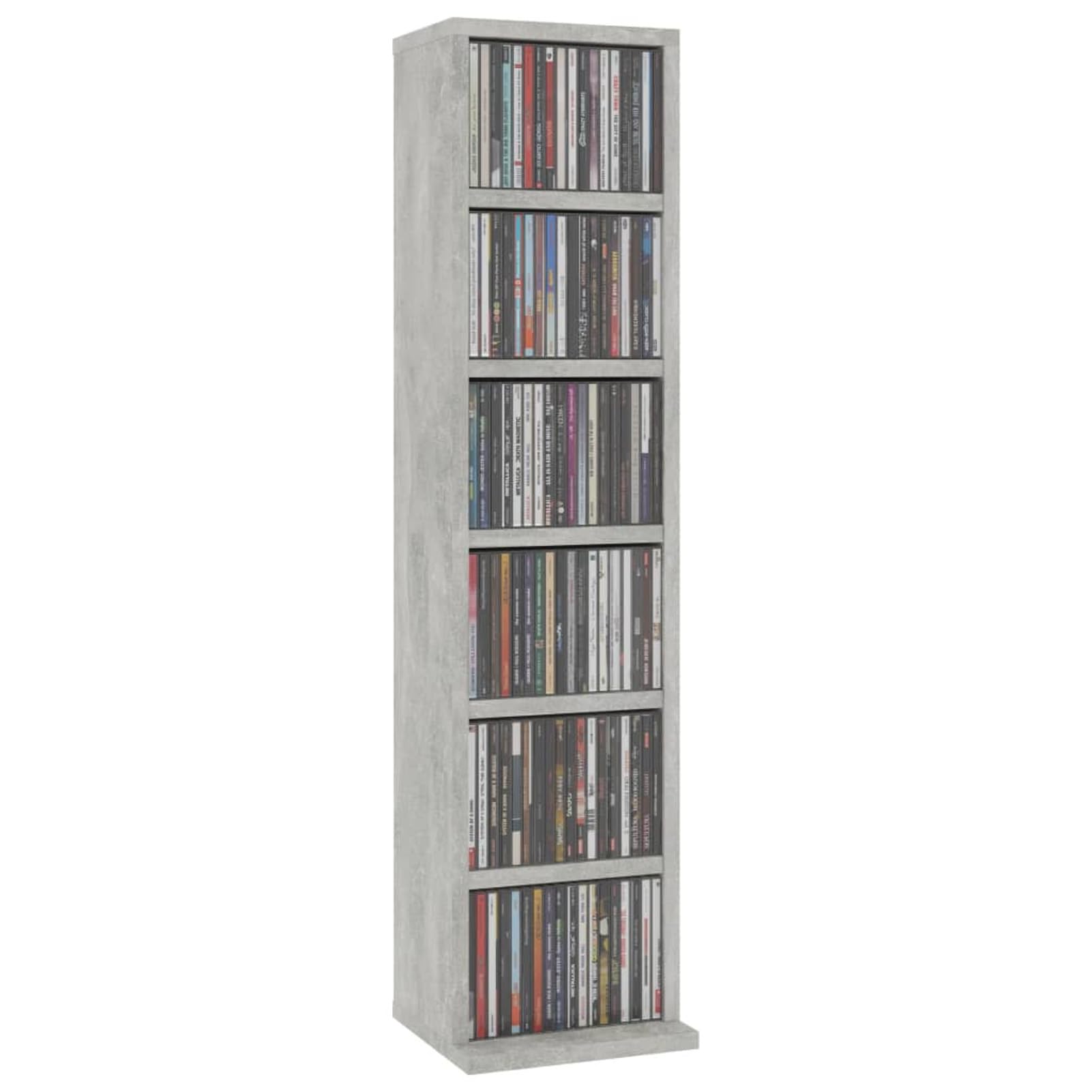 Mobile Porta CD Grigio Cemento 21x20x88 cm in Legno Multistrato,Mobile Porta CD,Porta CD,Scaffalatura per CD-800355