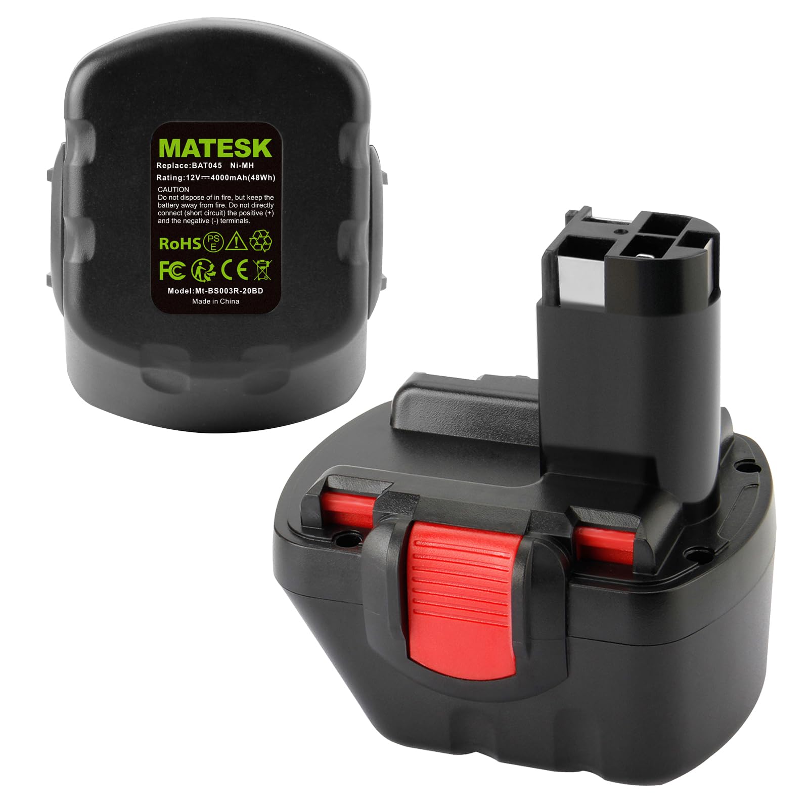12V 4000mAh BAT043 NI-MH Batteria per Bosch 12V 2607335273 2607335709 2607335274 2607335531 2607335542 2607335526 BAT045 BAT120 BAT046 PSR 12 VE-2 PSR12 VE-2 GSR 12-2 GSB 12VE-2 (2 pezzi)
