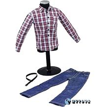 ONLY Clothes 1/6 Scale Male Soldier Plaid Shirt+ Jeans Model for 12'' Figure