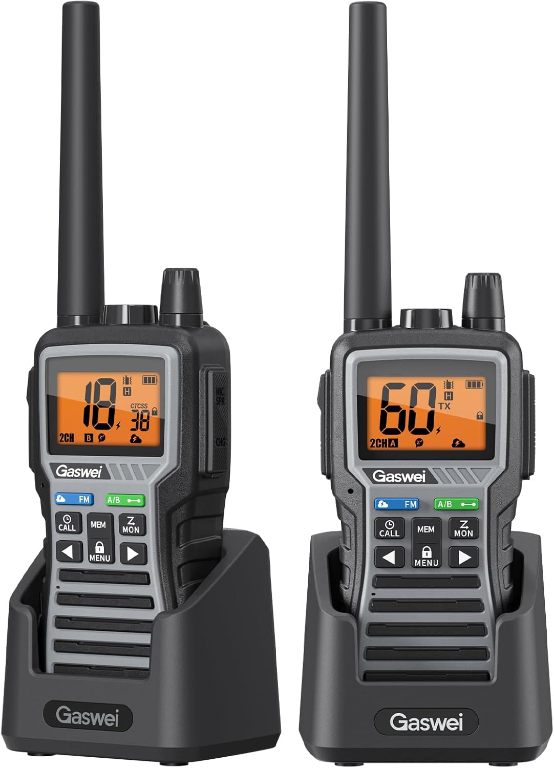 Long Range Rechargeable Two Way Radios for Adults, GMRS Walkie Talkies with NOAA Weather Alert & Flashlight, 60 Channels, VOX, FM Radio, for Job Site, Construction, Hiking, Camping​​