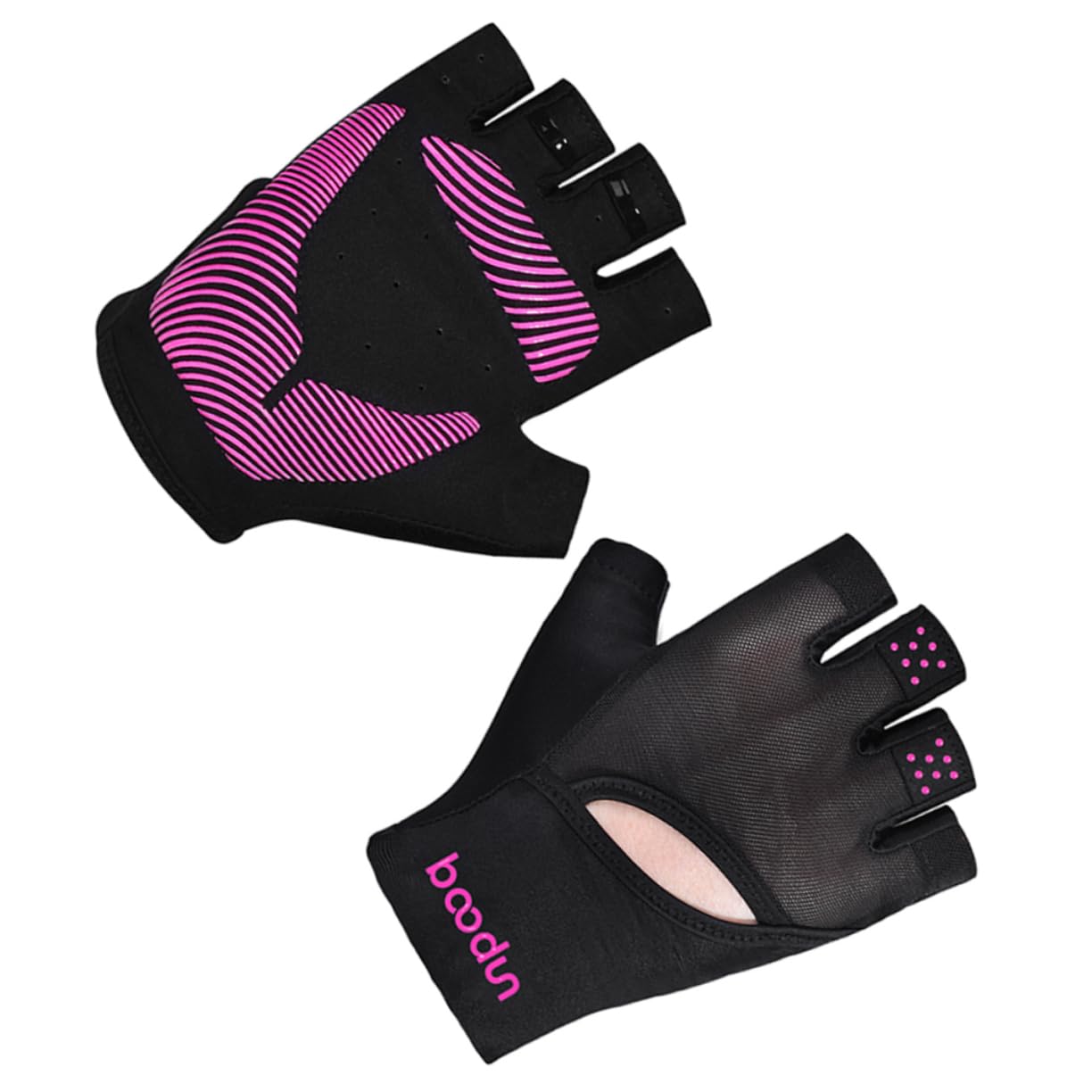 INOOMP 2pezzi Guanti Da Palestra Antiscivolo Per Fitness e Yoga Guanti Mezza Dita s Per Uomini e Donne Per Sport All Aperto e Attività Fitness Nero Rosa