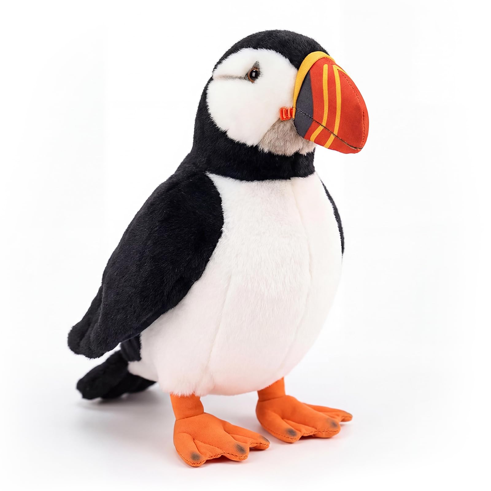 PuffPurrs Lifelike Puffins Plush Toy, Cute Realistic Atlantic puffin Teddy Stuffed Animal, Bright Orange Beak Unique Toy Gift, 27 CM/10.6 In