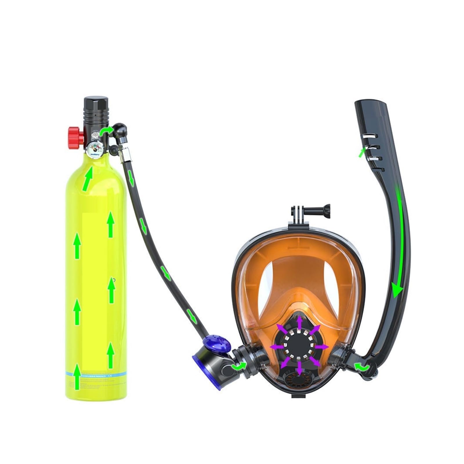 Mini Scuba Tank, Rebreather portatile per 5-10 minuti di respirazione subacquea, ideale per esplorazione e salvataggio