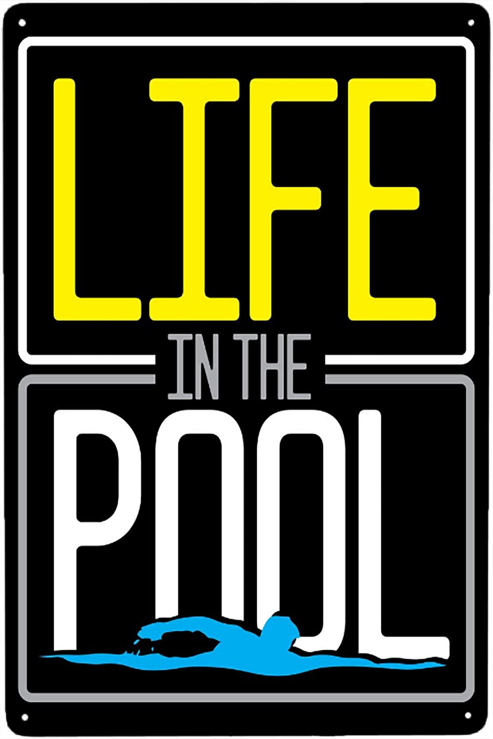 Swimming Pool Themed Retro Metal Sign, Pool Leisure Life Quote Wall Poster, Home Leisure Area Decor, 8x12 Inch