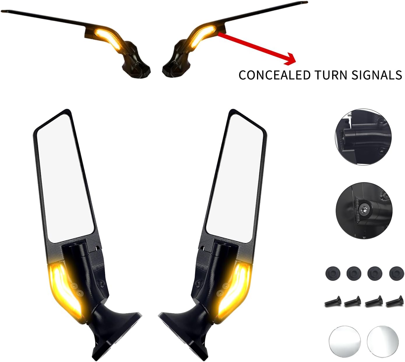 D1M Wind Wing Rear View Mirrors,Side Mirrors Wind Swivel Wing Mirrors,Adjustable Rotating Side Mirror Winglet,Wing Winglet Mirror for KAWASAKI Ninja 400 Ninja 650 Ninja300 Ninja250 ZX-25R 2016-2022