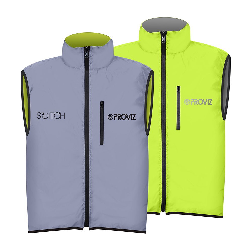 Proviz Men's Switch Waterproof Cycling Gilet Hi Visibility Reflective Cycling Vest, Yellow, 4XL