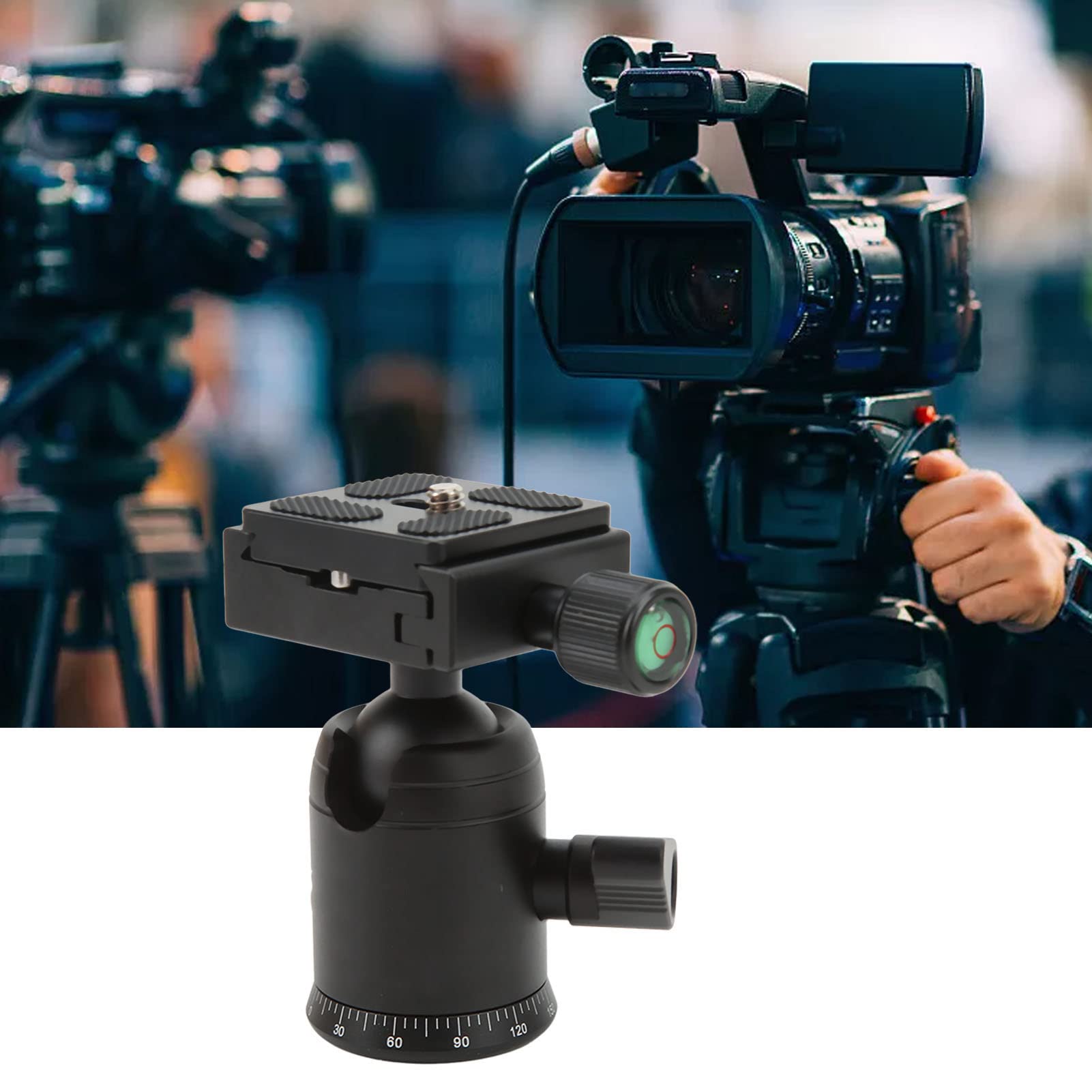 Srliya Testa a Sfera da 360 Gradi con Manopola di Regolazione per Bloccare L'effetto di Ripresa Affidabile Testa per Treppiede Professionale con Livello