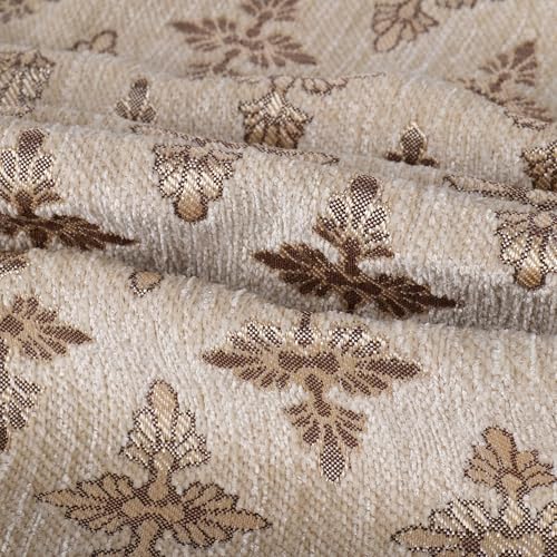 Image of Premium Chenille Woven Anti-Slip 3 Seater Sofa Cover | L-Shape Sofa Seat Protector for Living Room | Durable & Stylish Slipcover - Beige Floral