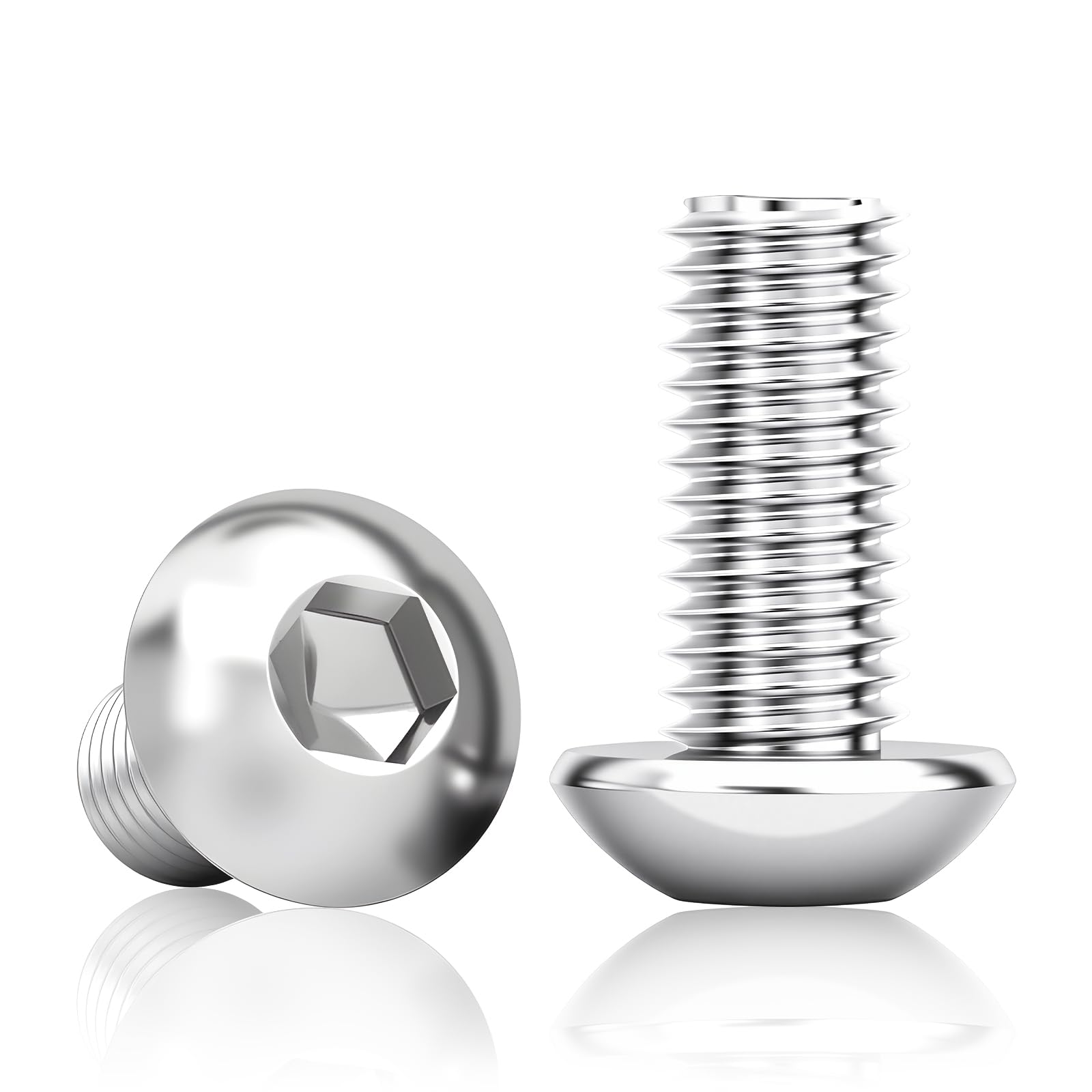 80 tornillos cabeza alomada M6x20 mm, acero inox hexágono interior | M6x20 mm acero inox A2 V2A con hexágono interior y rosca completa para muebles, taller y bricolaje