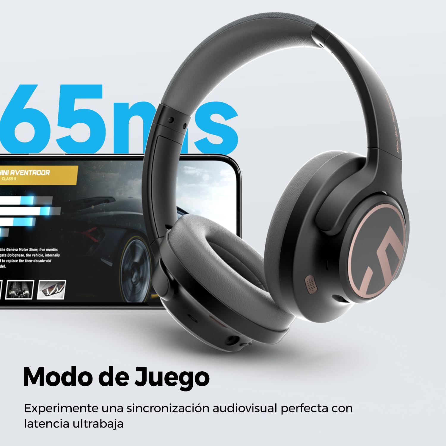 SoundPEATS Space Auriculares Diadema Bluetooth 5.3 con Cancelación de Ruido | Altavoz dinámico de 40 mm, ANC híbrido activo, ENC llamadas, Conexión multipunto, 123 h batería, Plegable portátil