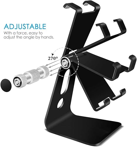 Miniatura 3 de Soporte ajustable para teléfono celular, soporte de escritorio de aluminio 2020 con base antideslizante y práctico puerto de carga, se adapta a