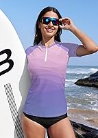 Vista 24 de BesserBay Women’s Rash Guard Shirt UPF 50+ Half Zip Short Sleeve Quick Dry Swim Shirt Swimsuit Tops