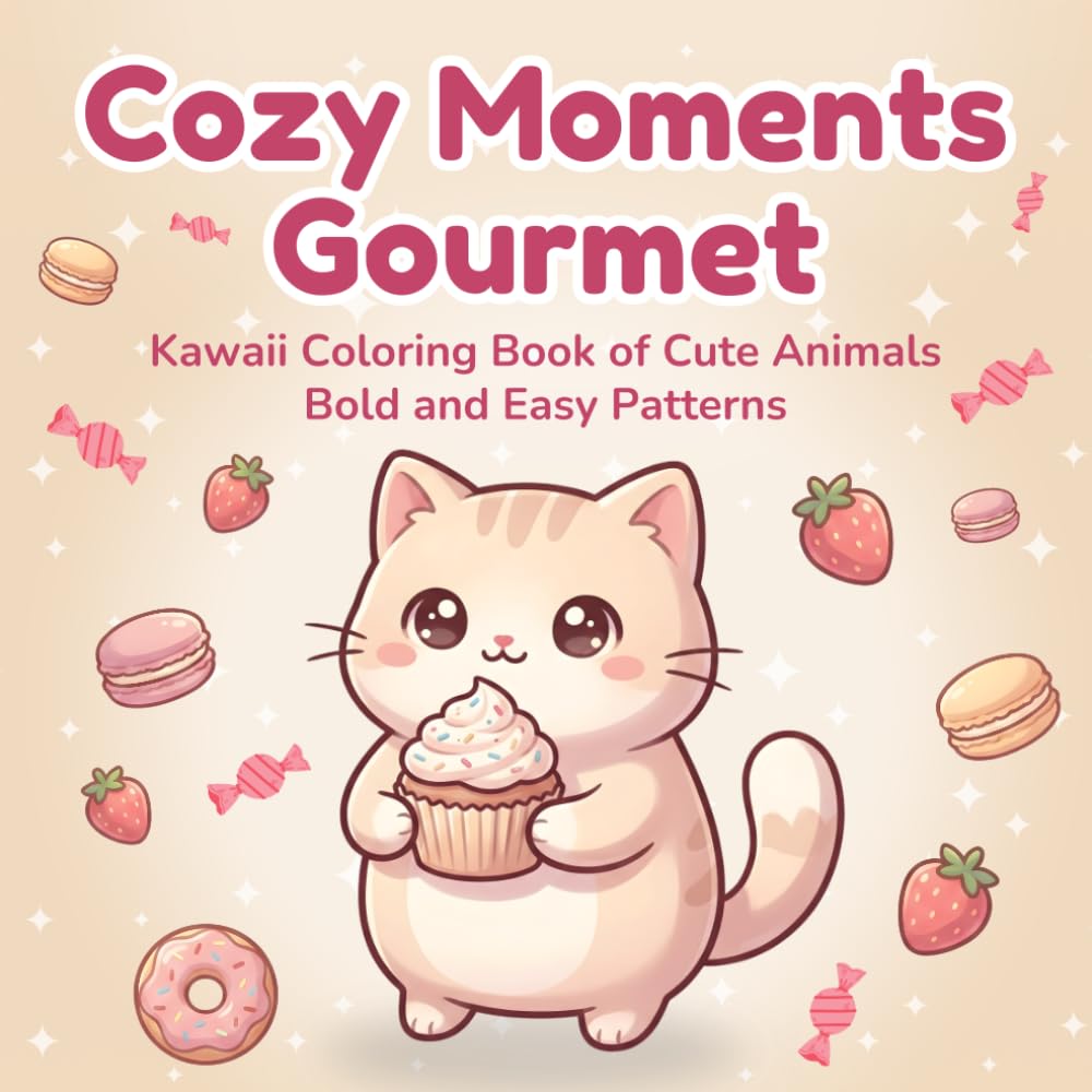 Cozy Moments Gourmet: Kawaii Coloring Book of Cute Animals | Bold and Easy Patterns | Cute, Simple, and Easy-to-Color World of Cats, Rabbits, Bears, ... and Teens (cozy moments coloring kawaii)