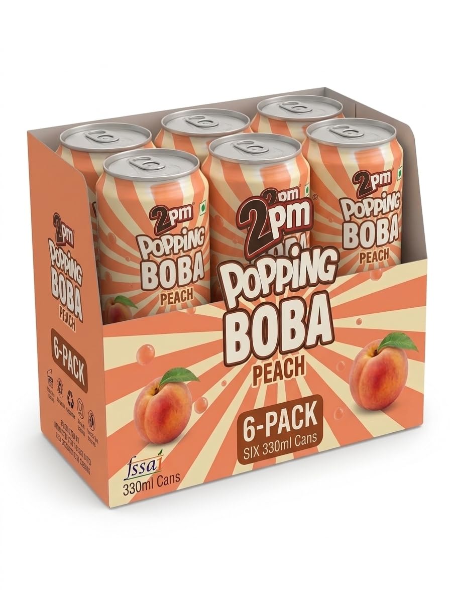 2PM Popping Boba Drink, 330ml | Peach Flavour with Bursting Boba Pearls | Ready to Drink | Pack of 6-image-45