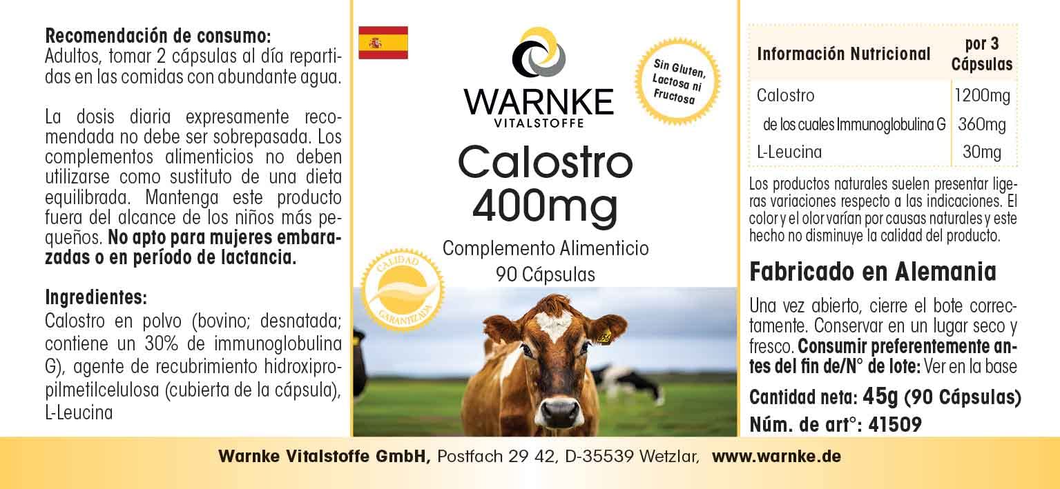 Colostrum Kapseln 400mg - 90 Kapseln - schluckfreundlich - Aminosäuren und Immunglobuline | Warnke Vitalstoffe - Deutsche Apothekenqualität (Packung mit 2)