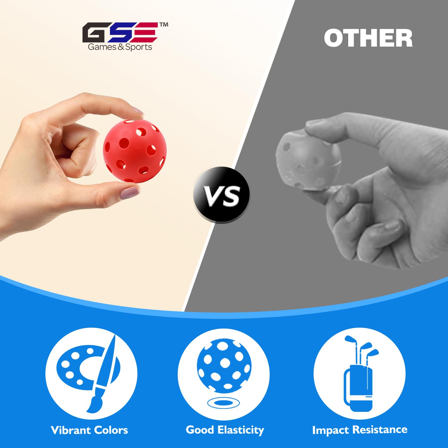 GSE Games & Sports Expert Golfbälle, Kunststoff, hohl, Airflow, 12 Stück / 50 Stück, gelb, 50 pack