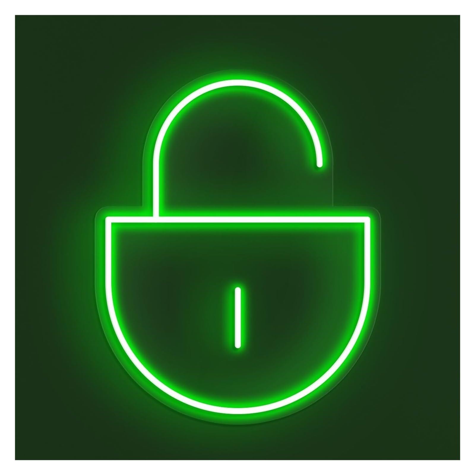 Rongch Green Hanging Art Signs Lock Neon Sign Handmade, Suitable For Cafe Shop Decor With Brightness Adjustable 30Cm(Green)