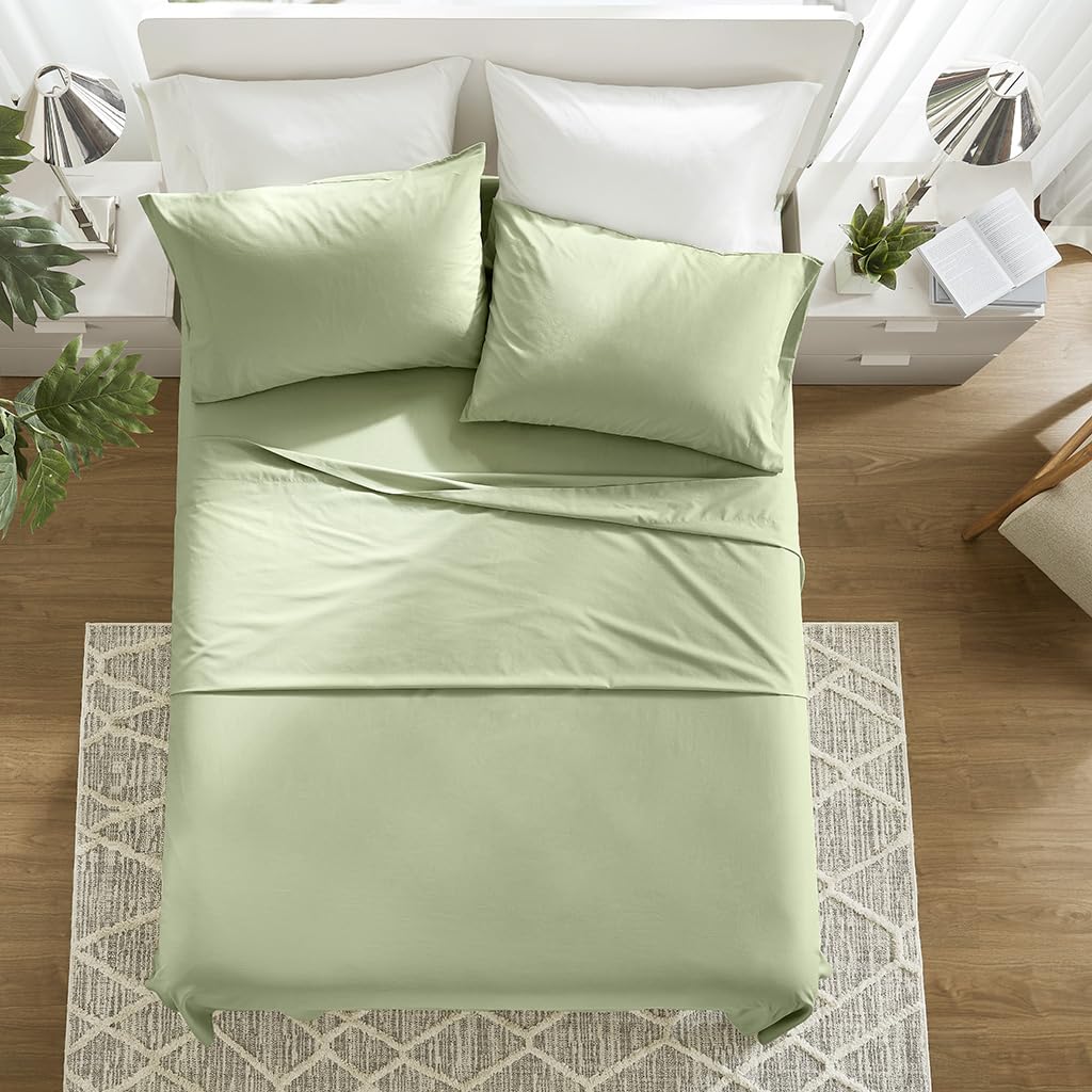Comfort Spaces Lenzuola in 100% cotone, per letto king size, traspiranti e morbide, lenzuola in cotone naturalmente fresco, con tasca elastica da 35,6 cm, per materassi fino a 40,6 cm, set di lenzuola