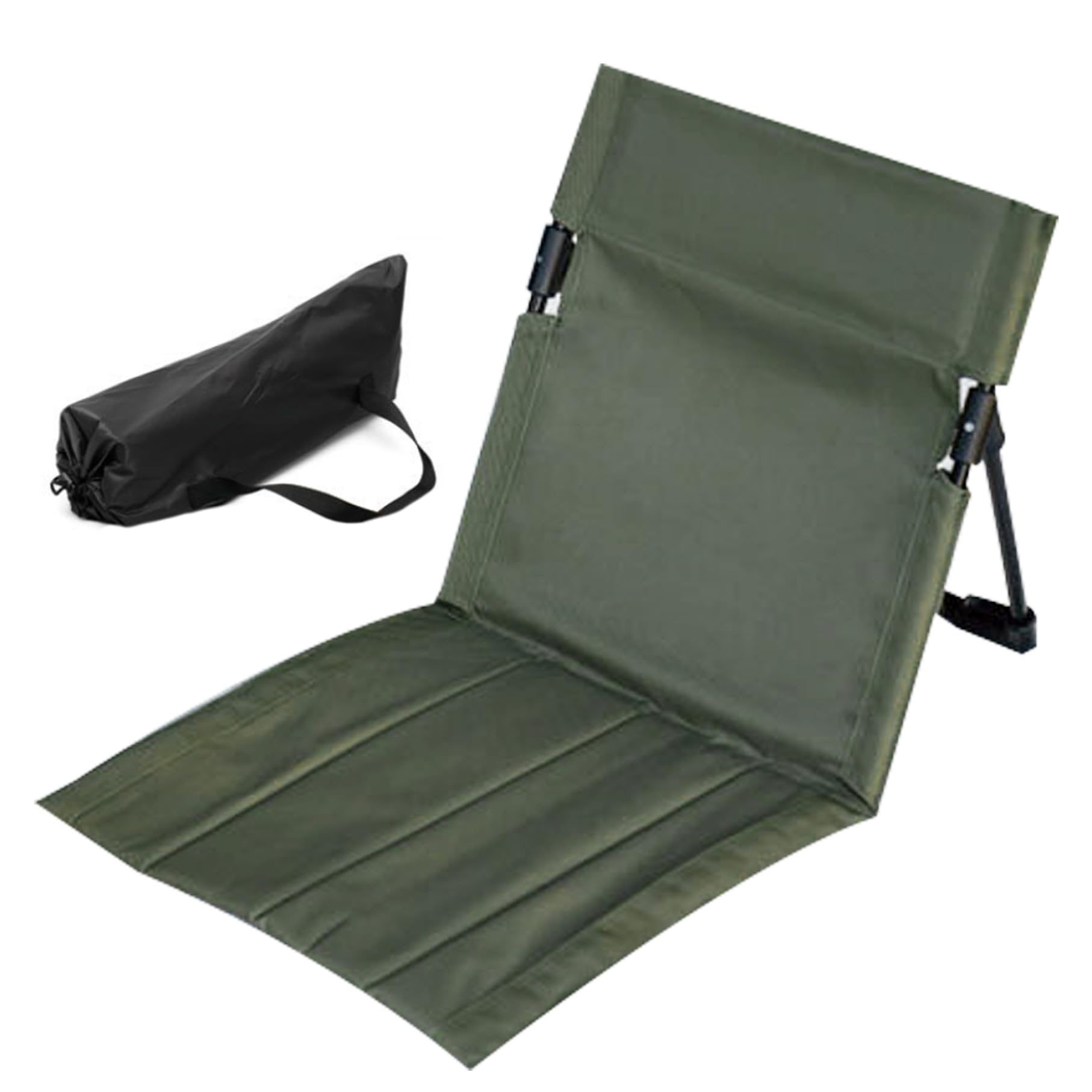 Comebachome Foldable Beach Chair, 500g Portable Beach Mat with Back Rest Heavy Duty Sunbathing Recliner Beach Backrest with Carrry Bag Beach Accessories for Holidays Garden Camping, Dark Green