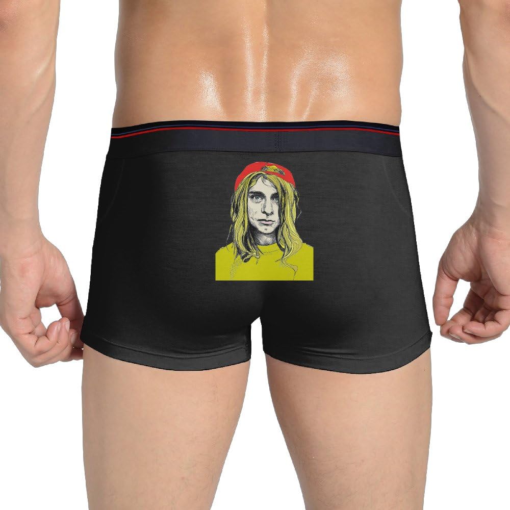 NING Sexy Kurt Cobain Seamless Stretchable Boxer Brief For Fashionable Men Black XXL