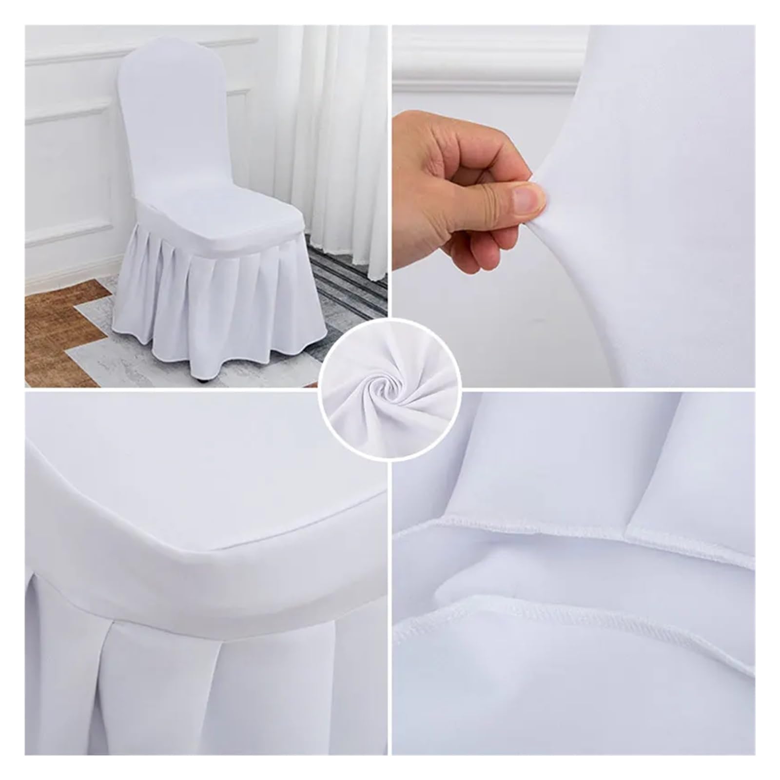 1/2/4/6 fundas plisadas de elastano para fiestas, bodas, banquetes, poliéster, decoración del hogar, hotel, fundas para sillas de boda (blanco, 2 unidades)