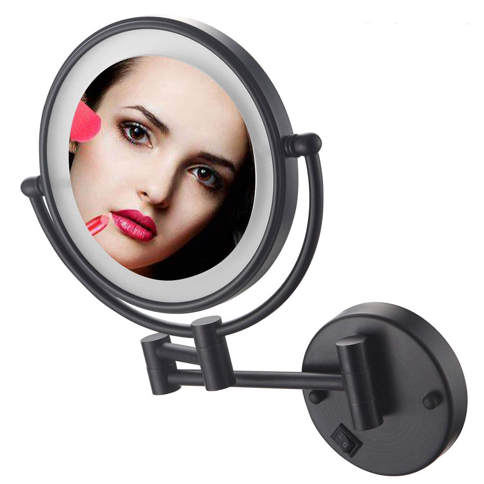 Miroir de maquillage 10X mural éclairé contre le manque de visibilité