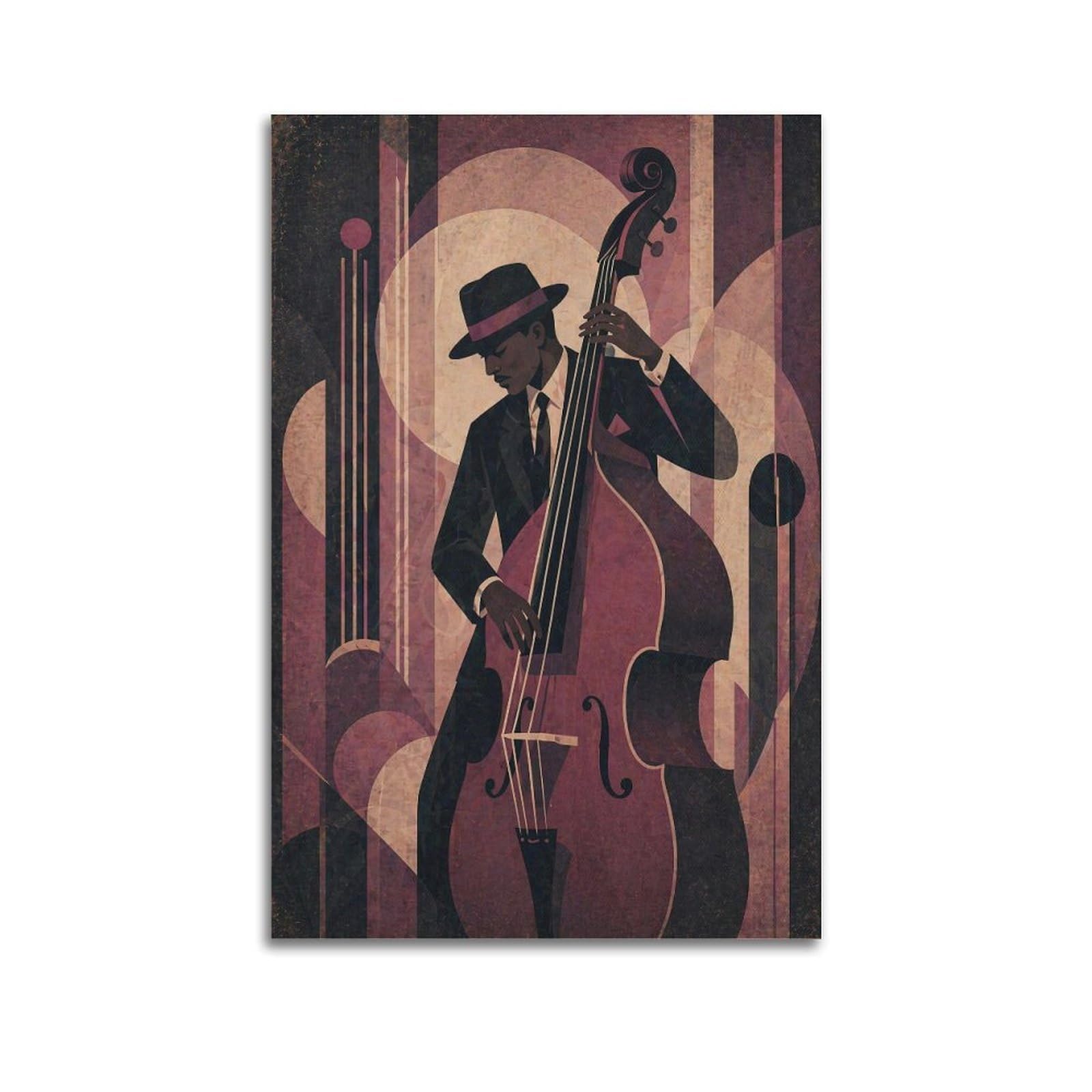 OKNGB Vintage Double Bass Jazz Bass Music Poster Decorative Painting Canvas Art Picture 24x36inch(60x90cm)