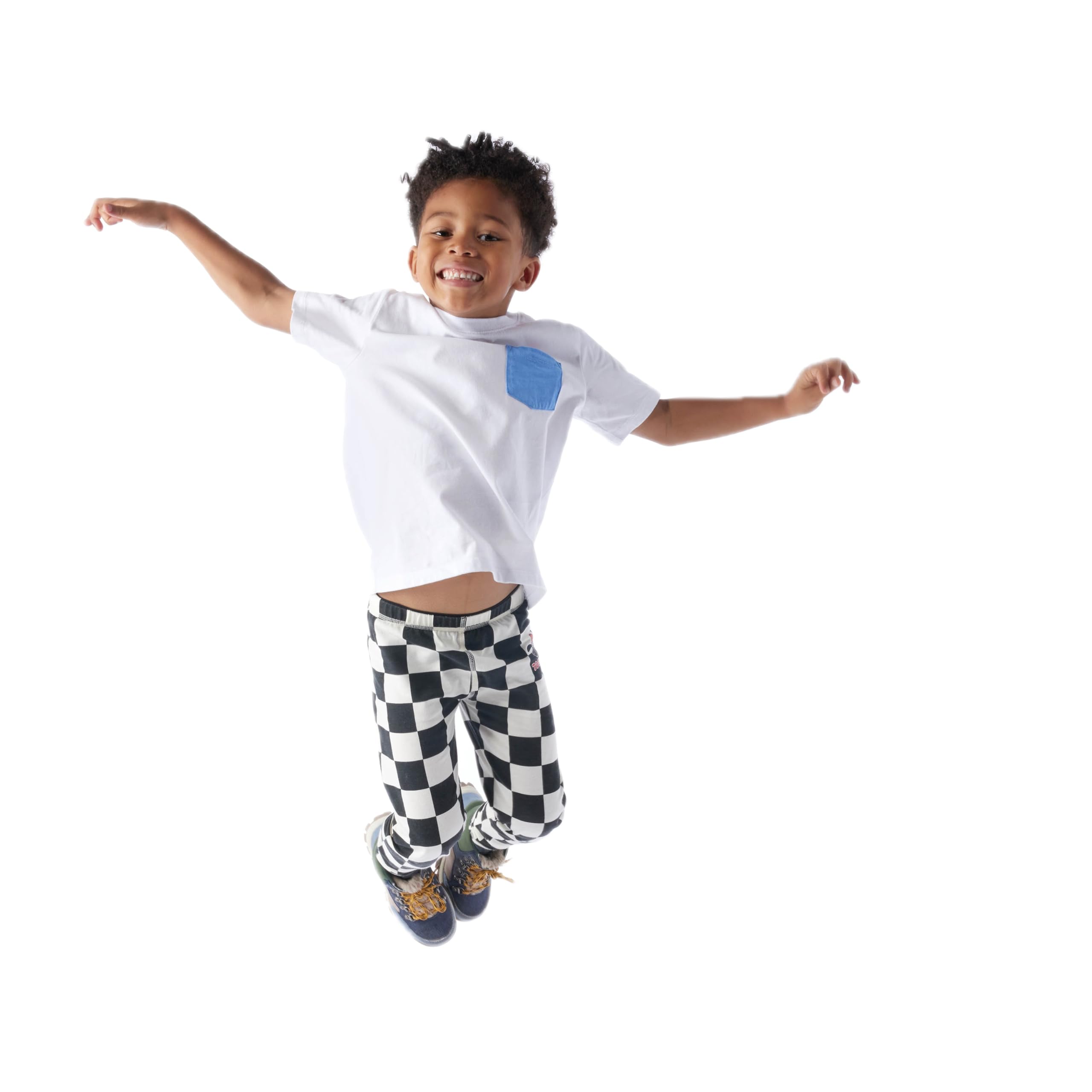 Tog24 Black Woolly Checkerboard Racka Kids Jersey Leggings X Shaun The Sheep Collaboration Checkerboard Design Cosy Children's Playtime Leggings
