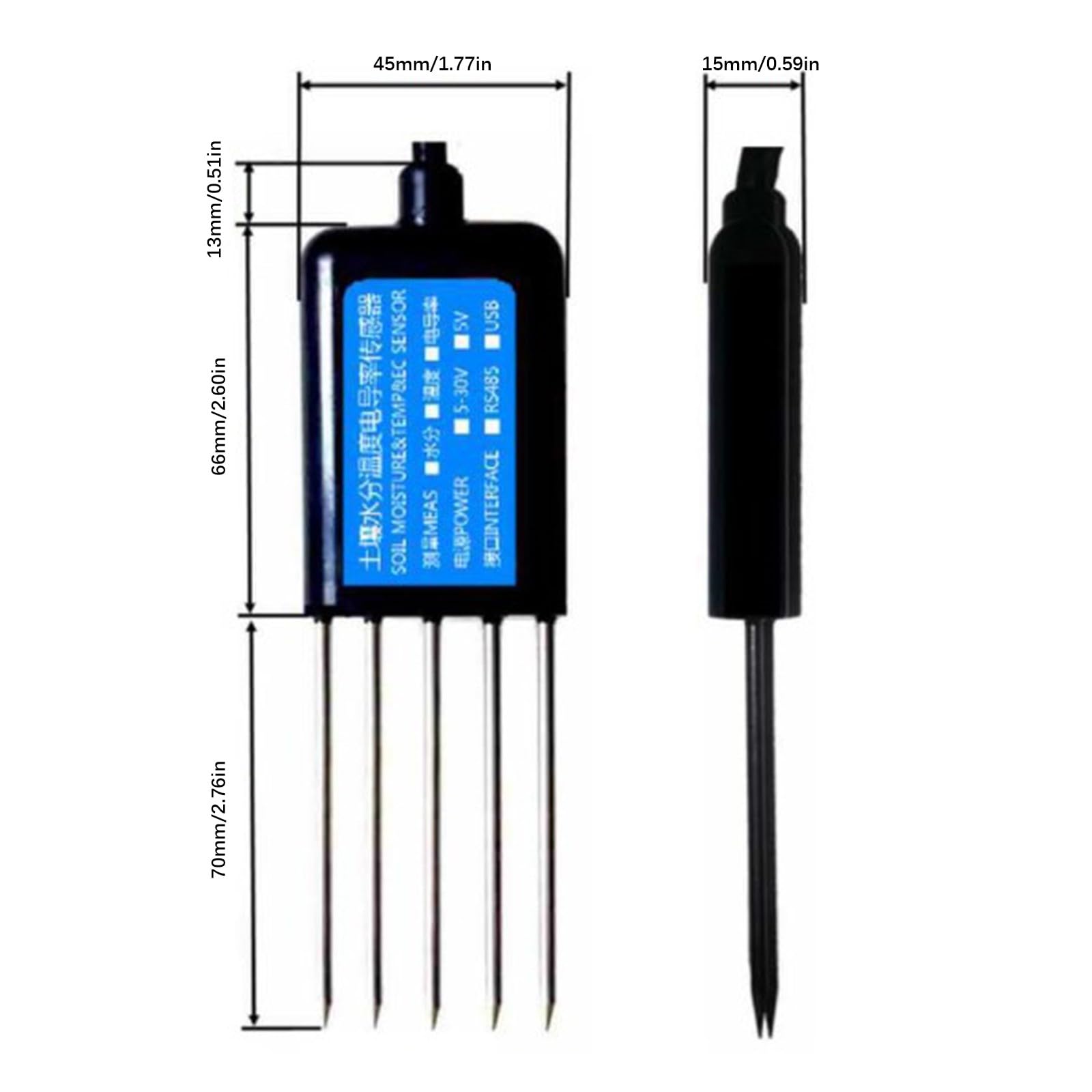 Probador digital de suelo con sensores de temperatura, transductor de nutrientes del suelo para transductor agrícola