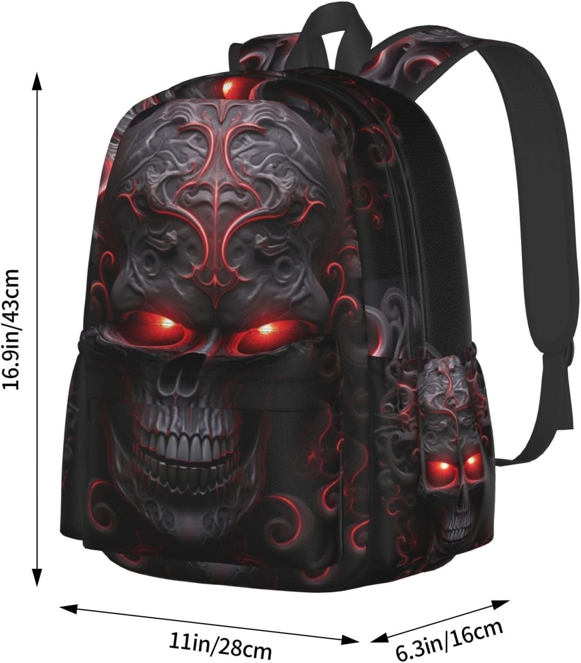 Skull Backpack School Bag Lightweight Bookbag Laptop Travel Daypack For Kids Girls Boys Teens - Image 3