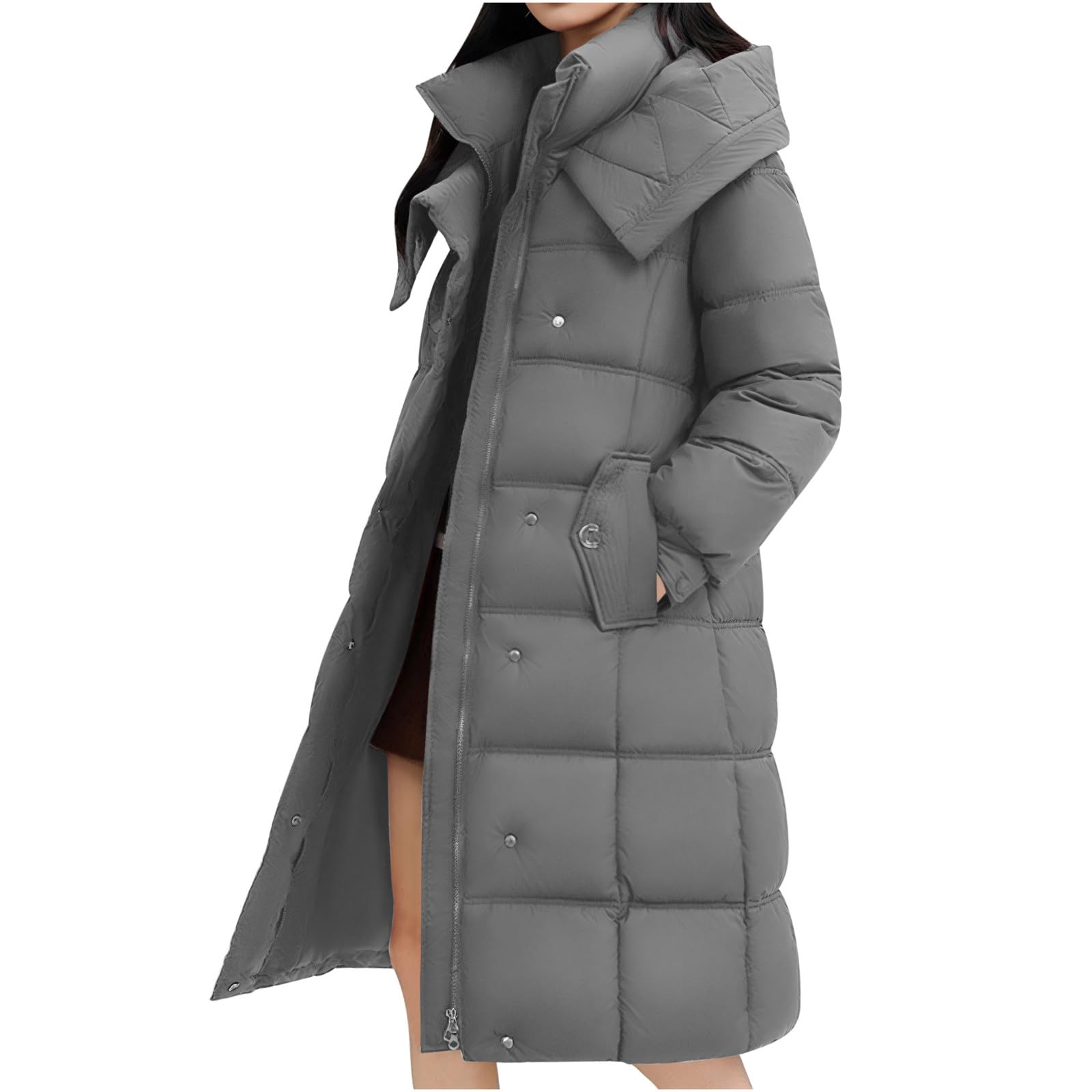 HAOLEI Abrigo Acolchado Mujer,Chaqueta Mujer Invierno Gruesa Chaquetas Acolchado Manga Larga Cálido Abrigo Parka con Capucha Viento Cremallera Cazadora Algodón Invierno Ligero Outwear con Bolsillos