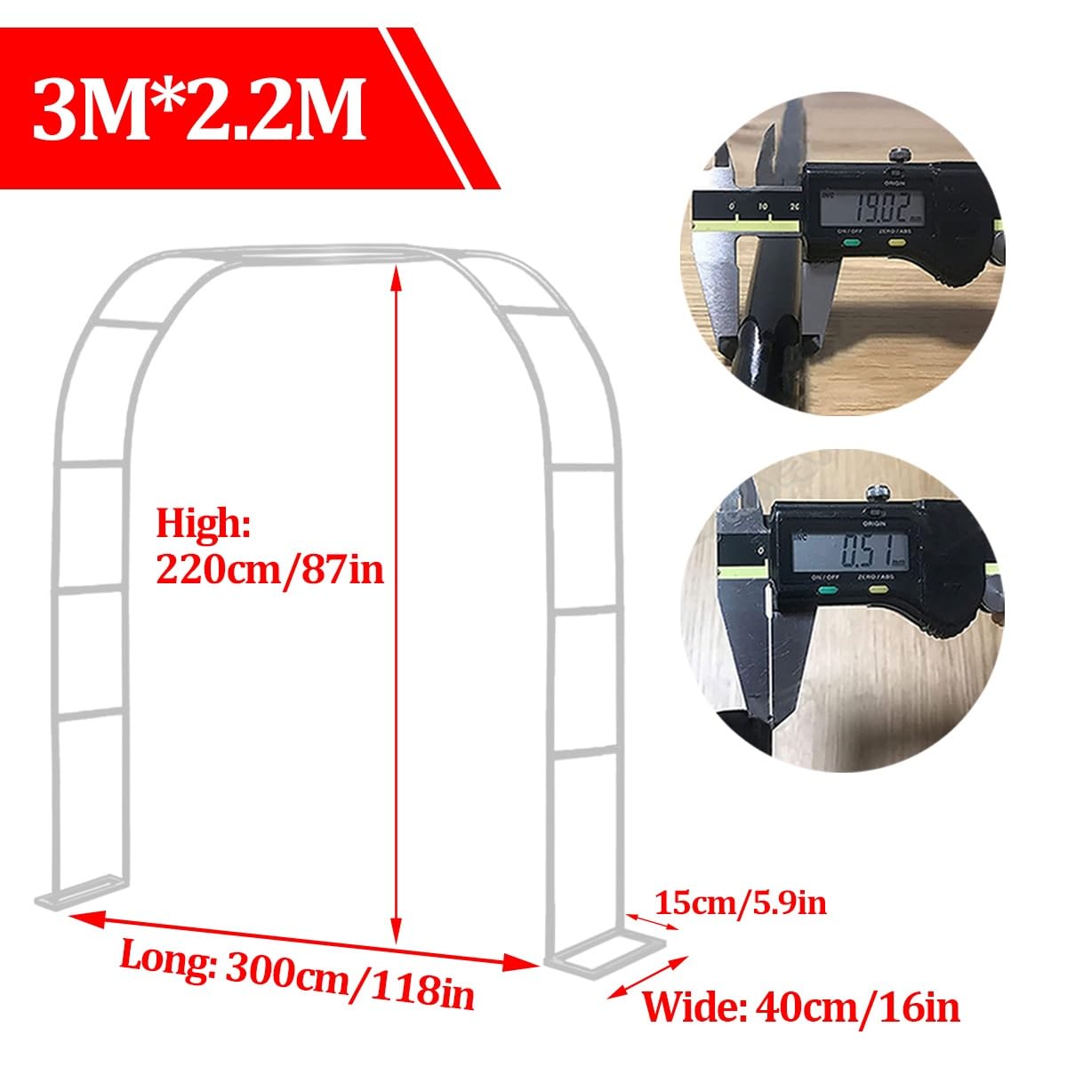 Biały metalowy łuk ogrodowy czarna róża krata na zewnątrz altana ślubna dekoracja regulowana od 80 cm do 350 cm szerokości dł. 300 x szer. 40 x wys. 220 cm idealna do roślin pnących i wydarzeń.