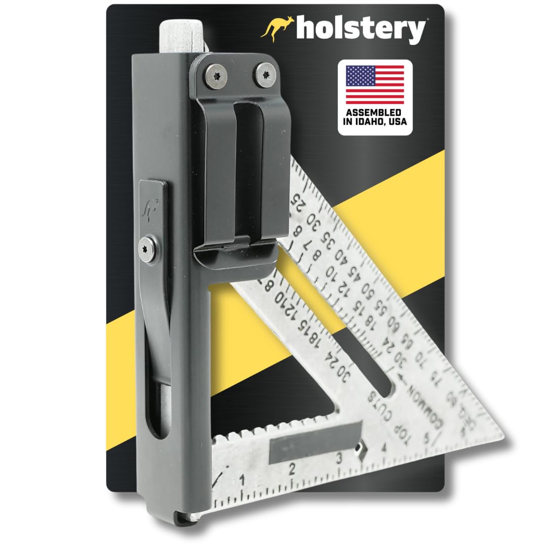 Holstery SquareMaster Pro | Square Holder - Clip-On Rafter Square Holster for Tool Belt - Great for Carpenters, Framing, Woodworking