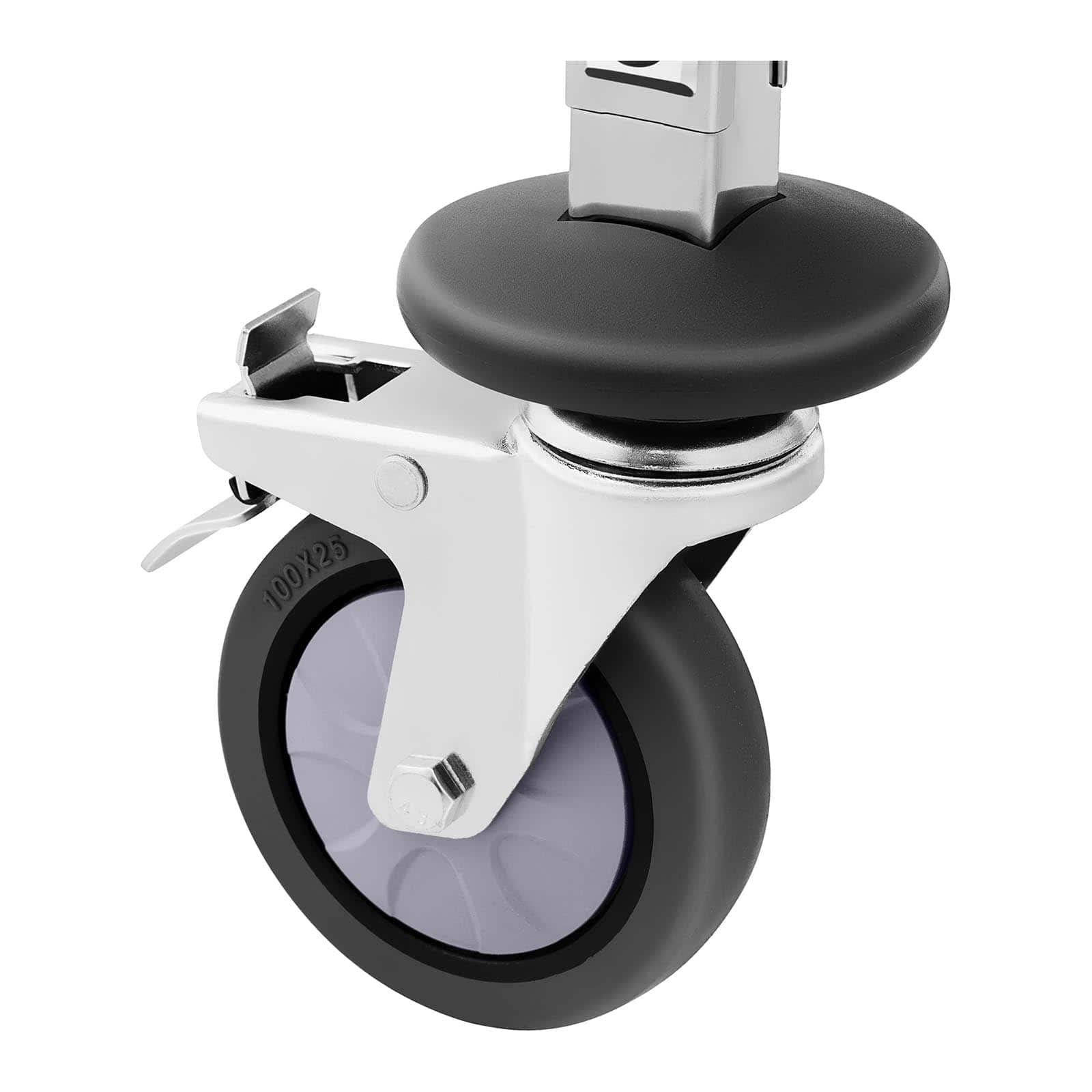 Royal Catering Carrello Portavassoi di Servizio RCTW 7 GN1/1 (Acciaio Inox, Gomma Termoplastica, 7 Contenitori GN, 50 Kg, 2 Freni)