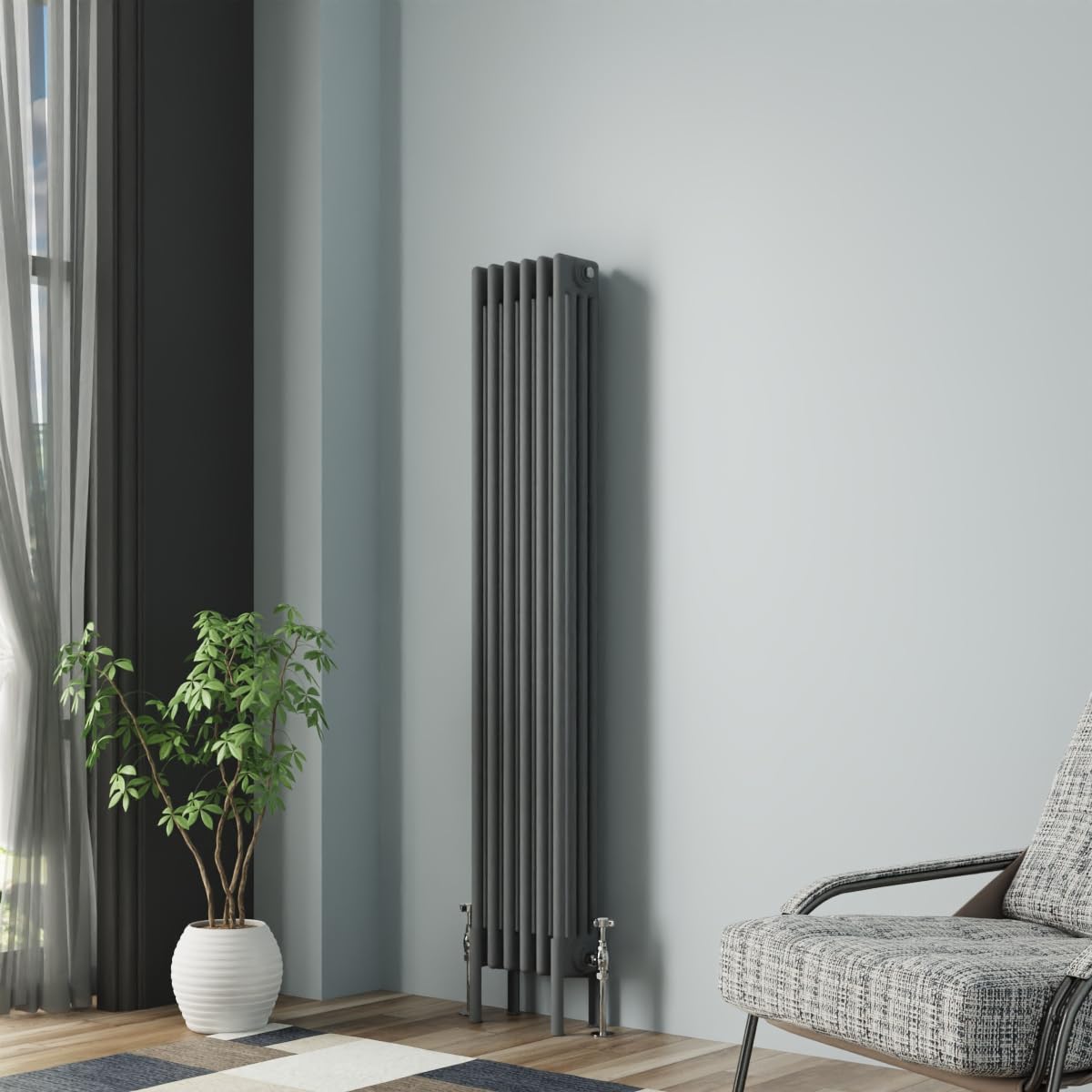 NRG Cast Iron Radiator Four Column 1500x290mm Anthracite