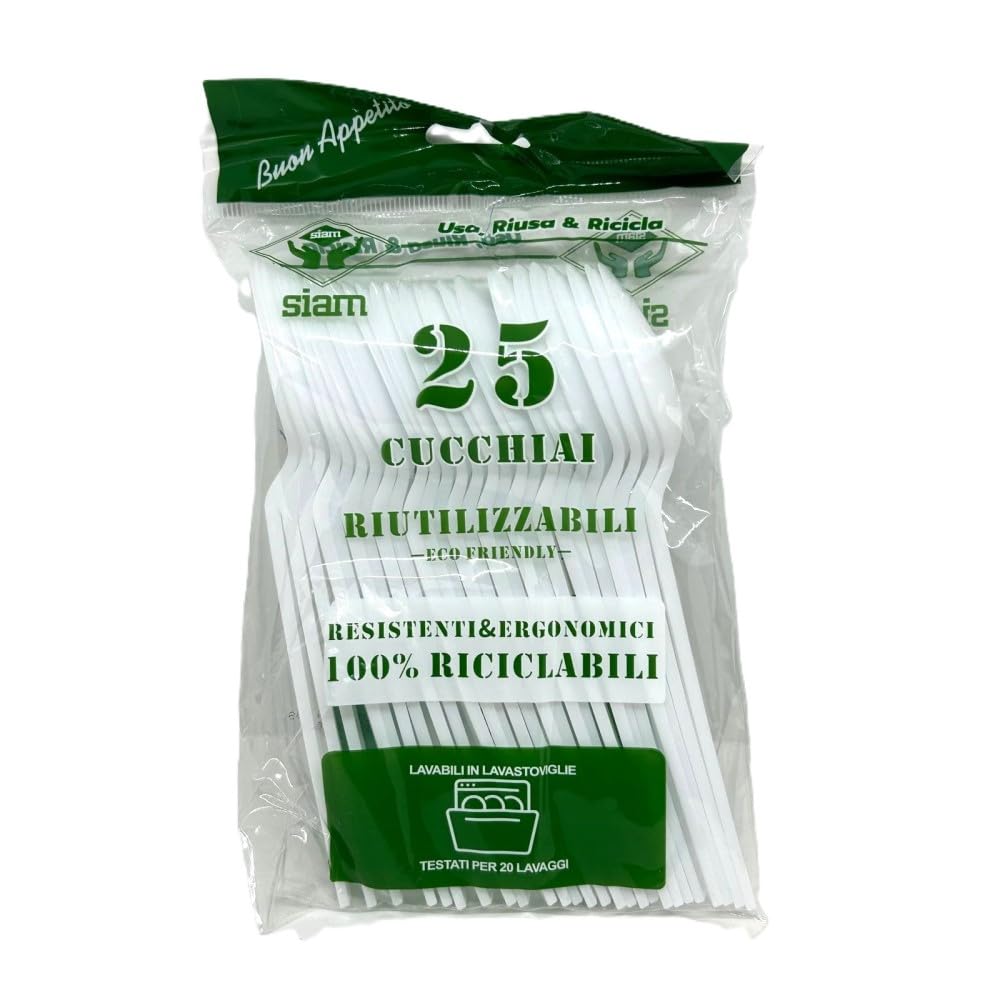 100 CUCCHIAI BIANCO RIUTILIZZABILI - total white