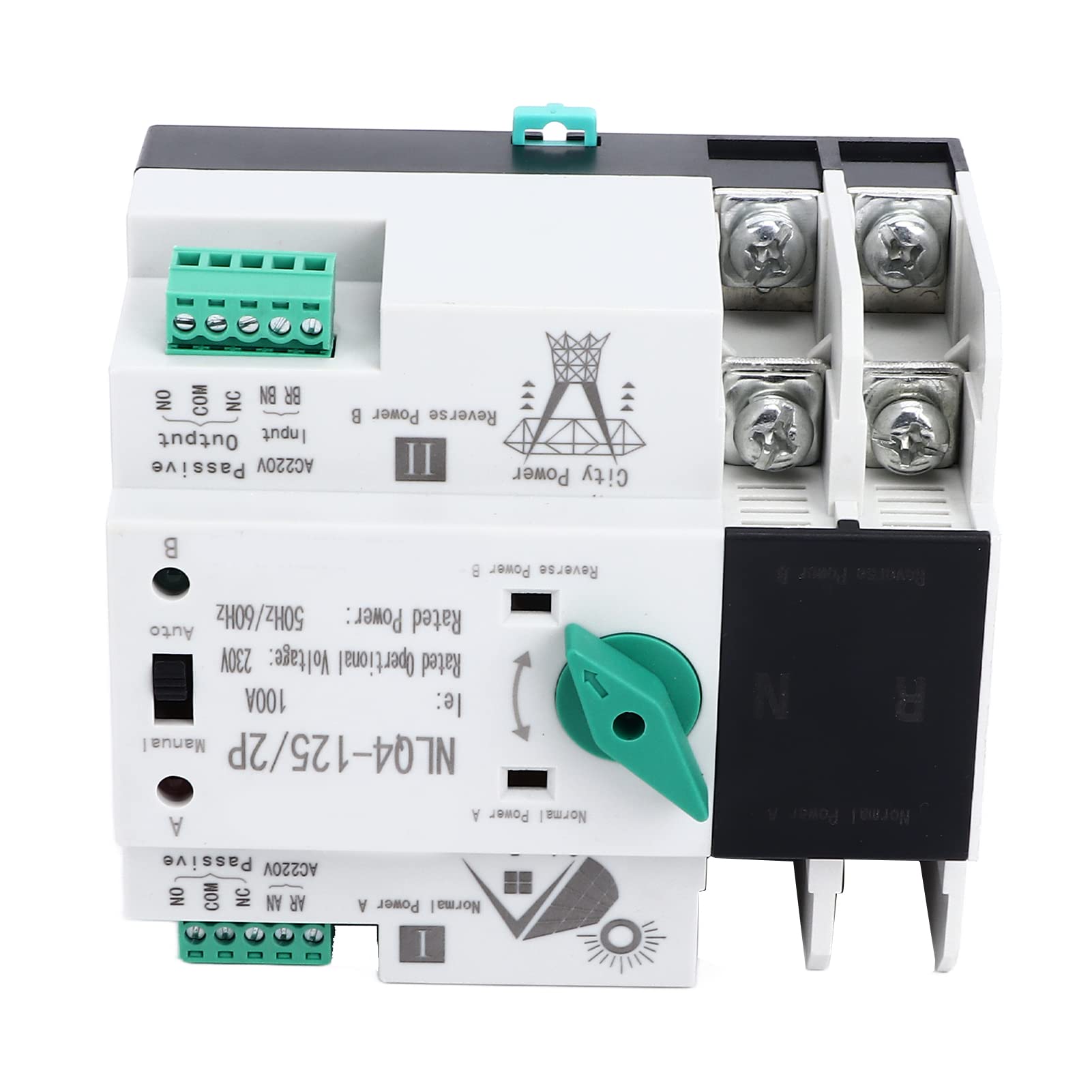 Automatyczny Przełącznik Zasilania 100 A 230 V AC Podwójne Zasilanie Szybkie Przełączanie ATS do Domowego Laboratorium Fabrycznego, Izolacja Klasy PC, Ręczny Tryb Automatyczny, Kompaktowa