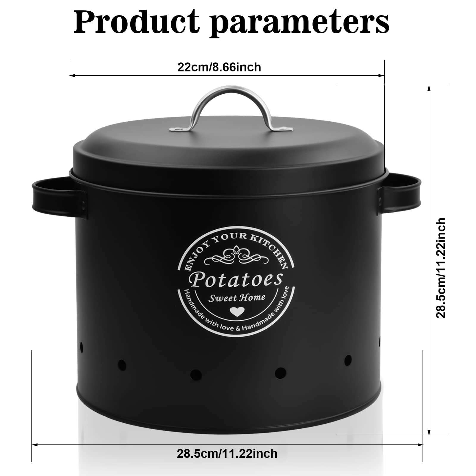 Barattoli In Metallo Vintage Per Patate, Cipolle E Aglio – Set Da 3 Con Coperchio E Fori D'Aria, Bianco - 2