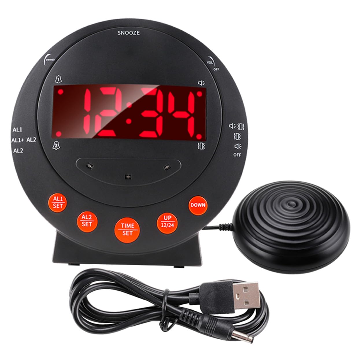 Digitaler Vibrationswecker mit Bettvibration für Gehörlose und Tiefschläfer