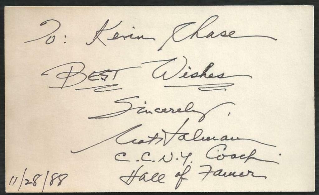 NYU CCNY NBA HOF Nat Holman (d.95) Signed Auto Vintage 3x5 Index Card F5