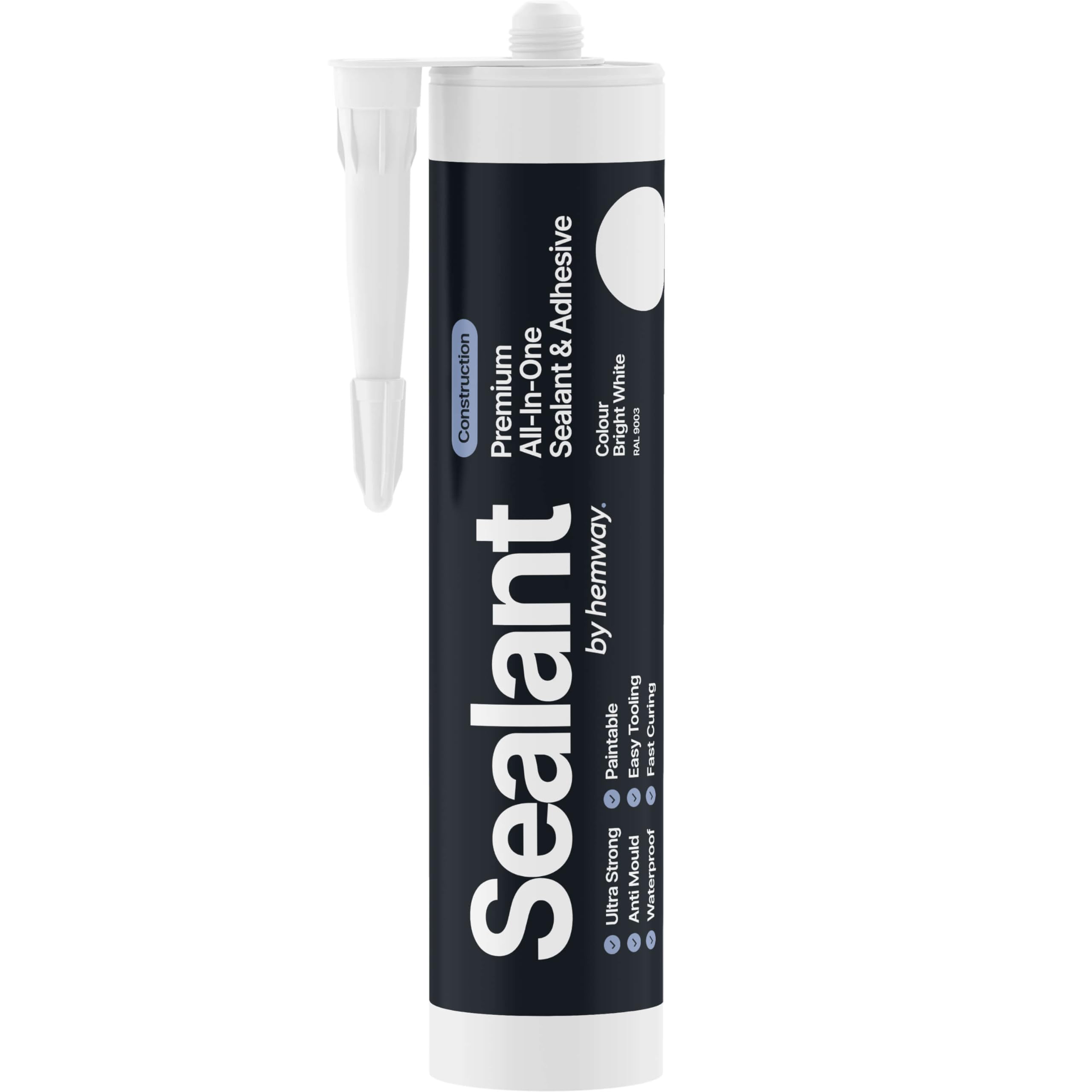 Bright White Construction Sealant & Adhesive All-In-One Hybrid Polymer | Superior to Silicone Sealant | Waterproof, Odourless, Anti-Mould, Paintable | Kitchen Bathroom Outdoor - 300 ml 1 Pack