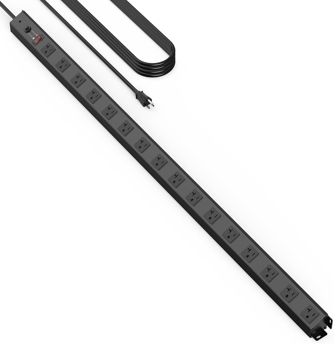 HHSOET 16 Outlet Long Power Strip, 10FT Heavy Duty Power Strip with 4800J Surge Protection, 20a Mountable Wide-Spaced Outlets for Home, Office, Garage & Workshop - ETL Certified (Black)