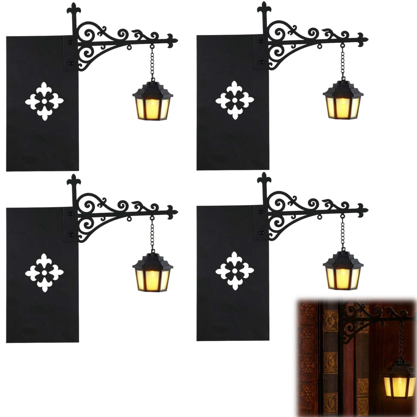 Library Lantern Bookshelf Lamp Book Nook Light Warm LED Nightlight