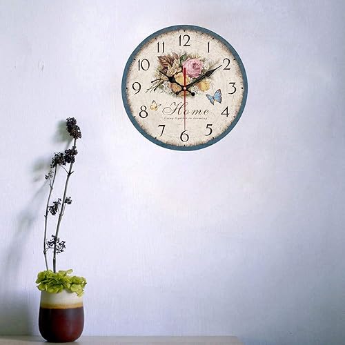Miniatura 3 de YeYo Reloj de pared de flores de estilo europeo simple sin marco, madera MDF impermeable, decoración artística silenciosa para el hogar, sala de
