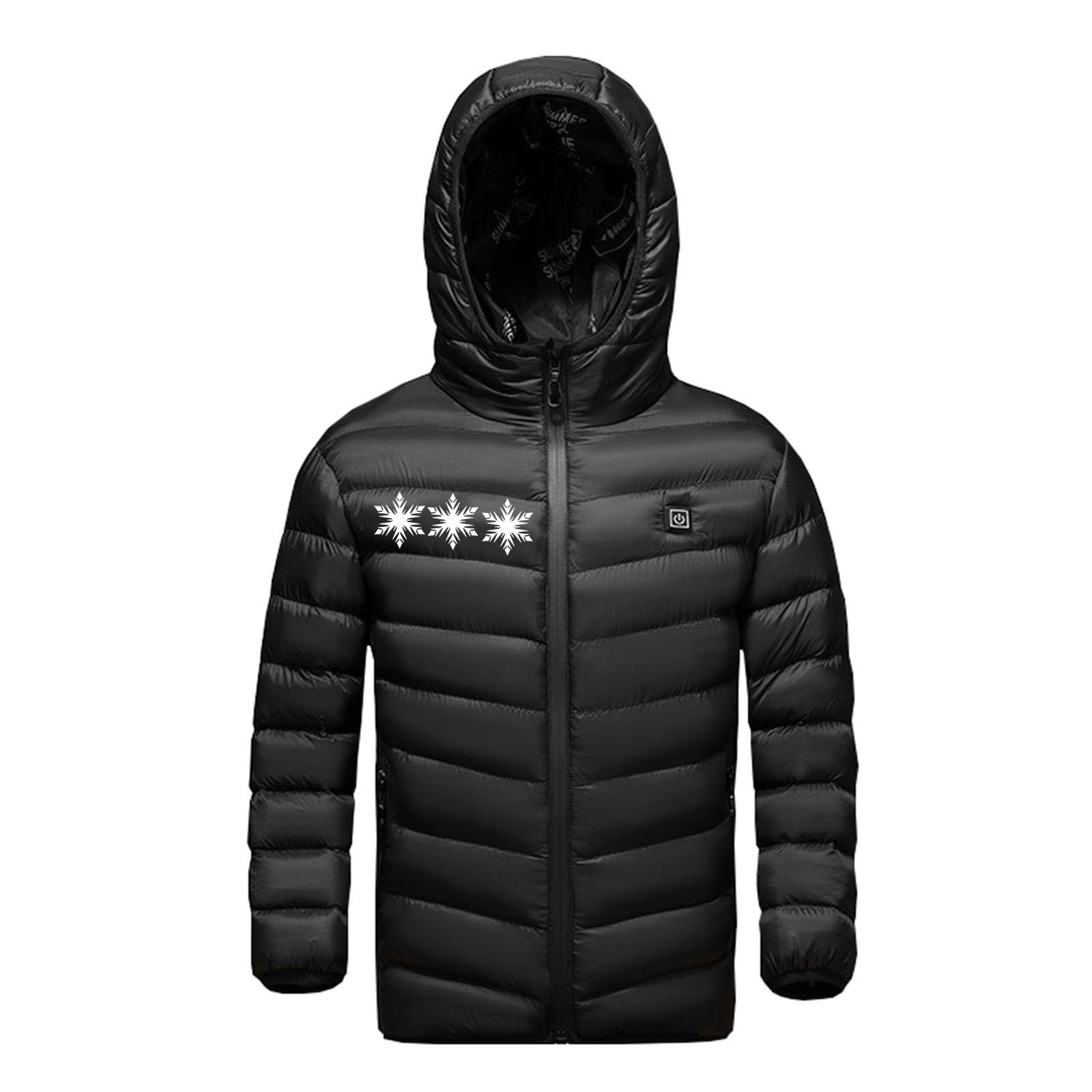 Beheizte Jacke Kinder Sale, USB Elektrische Heizjacke Beheizbare Jacke mit Kapuze Warme Pufferjacke mit 3 Heizstufen Beheizbare Weste Wasserdicht Winddicht Beheizbarer Hoodie für Schule Skifahren