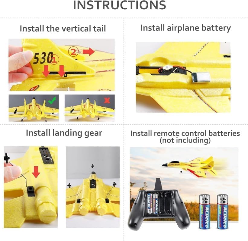 Amitasha RC Airplane Jet Epp Foam RC Aircraft, Remote Control Airplane for Kids & Adults, RC Glider Automatic Balance Gyro Foam Plane with Night Light, Stunt RC Airplane Gift for Boys - Image 6 thumbnail