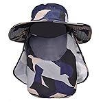 Sun Hats for Men Women Fishing Hat UPF 50+ Breathable Wide Brim Summer UV Protection Hat with Face Cover & Neck Flap