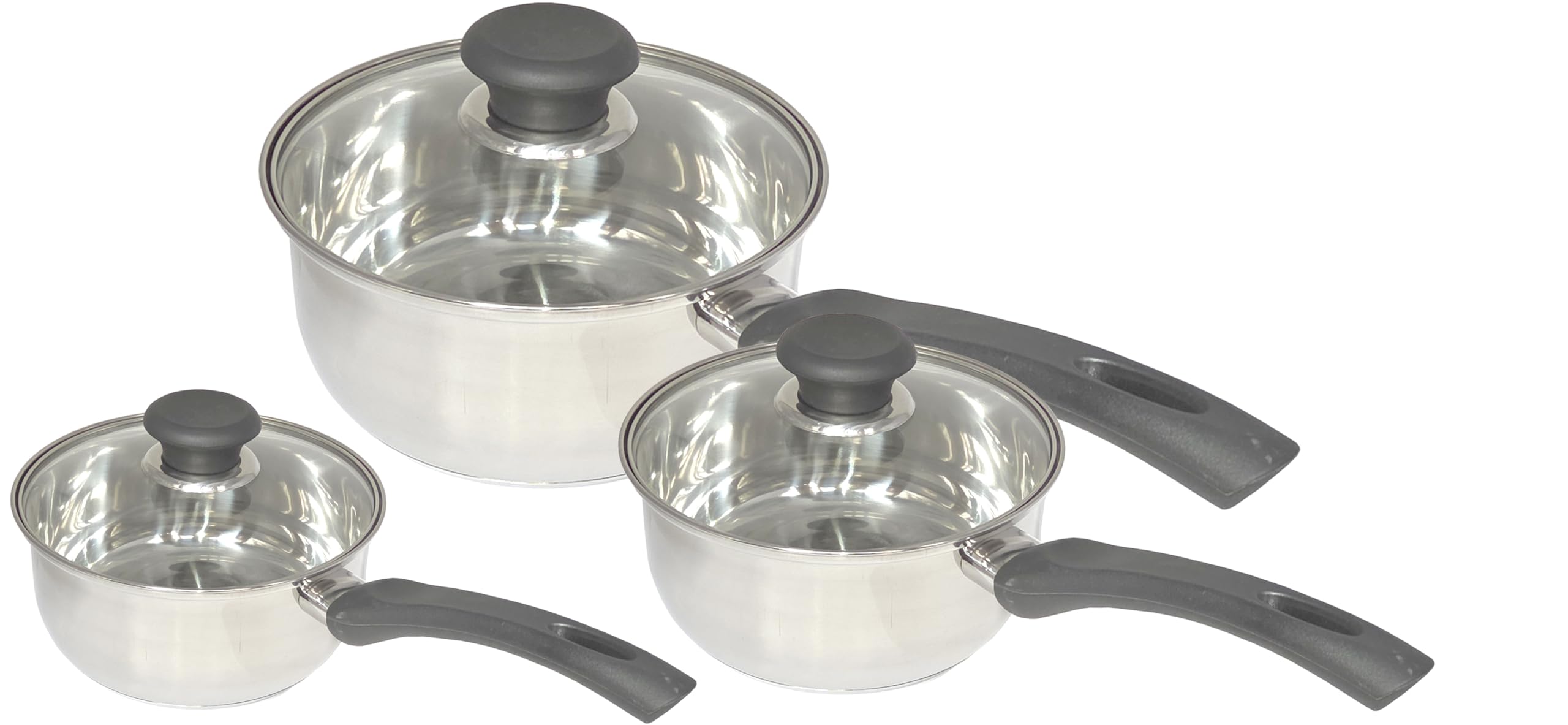 New New 6pcs Stainless Steel Cookware Casserole Pot Set Saucepan Pan Pot Kitchen Size 14cm,16cm, 18cm