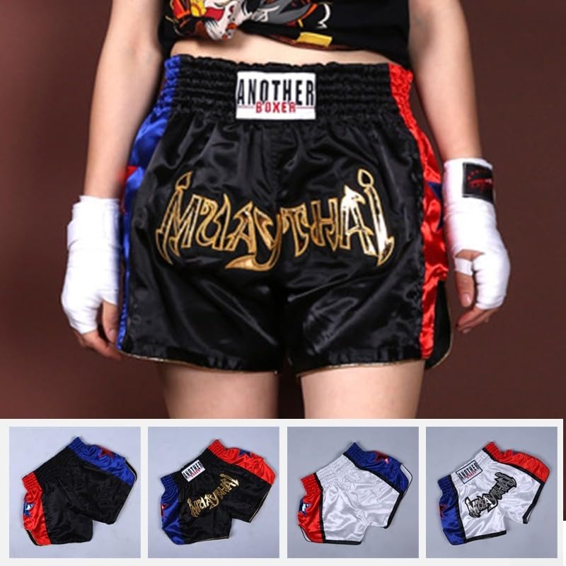 Pantalones Cortos de Muay Thai, Unisex, Artes Marciales, Kickboxing, Lucha, Para Entusiastas del MMA (3XL, Blanco)