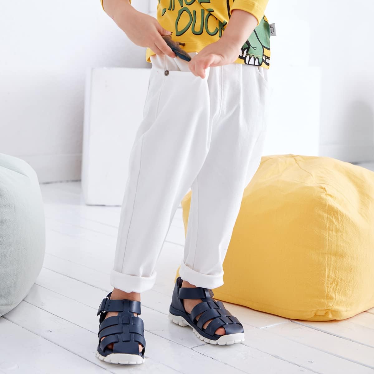 KISBINI Boys' Uniform Pants Elastic Waistband Pull On Pants for Kids - Image 3